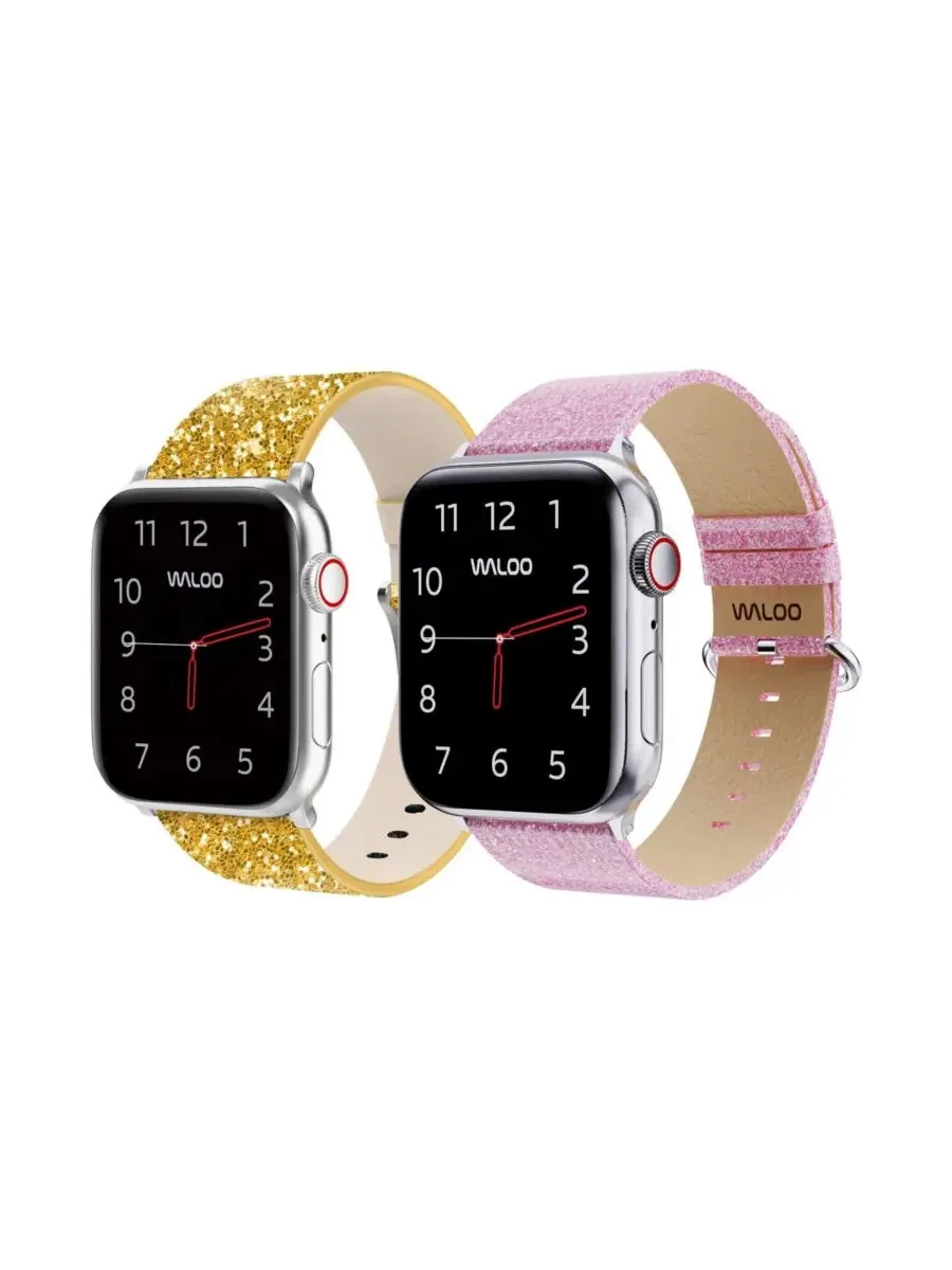 Комплект ремешков для Apple Watch Waloo Leather Bling & Shiny Brilliance — изображение 1 из 6, золотистый розовый