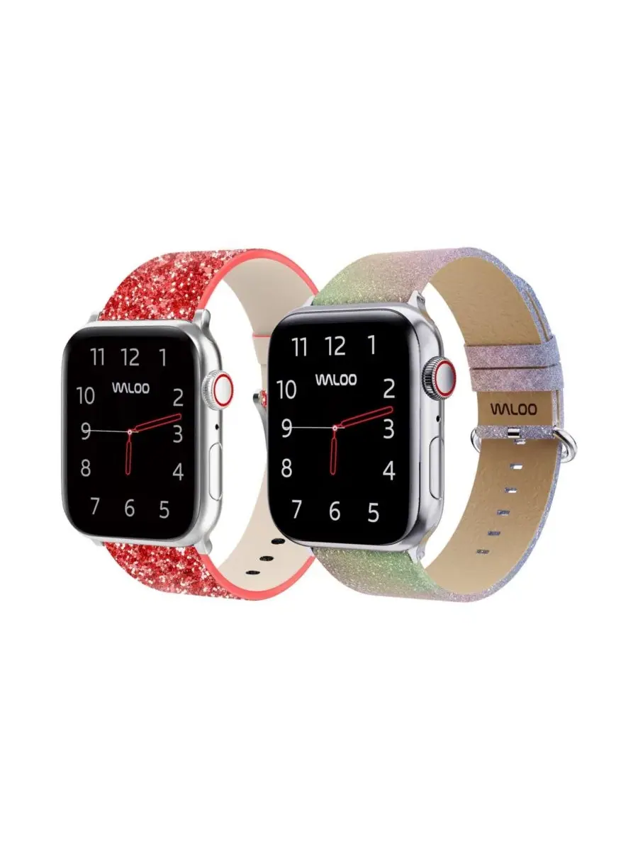 2 шт. ремешок для Apple Watch Waloo Leather Bling и Shiny Brilliance — изображение 1 из 6, красный