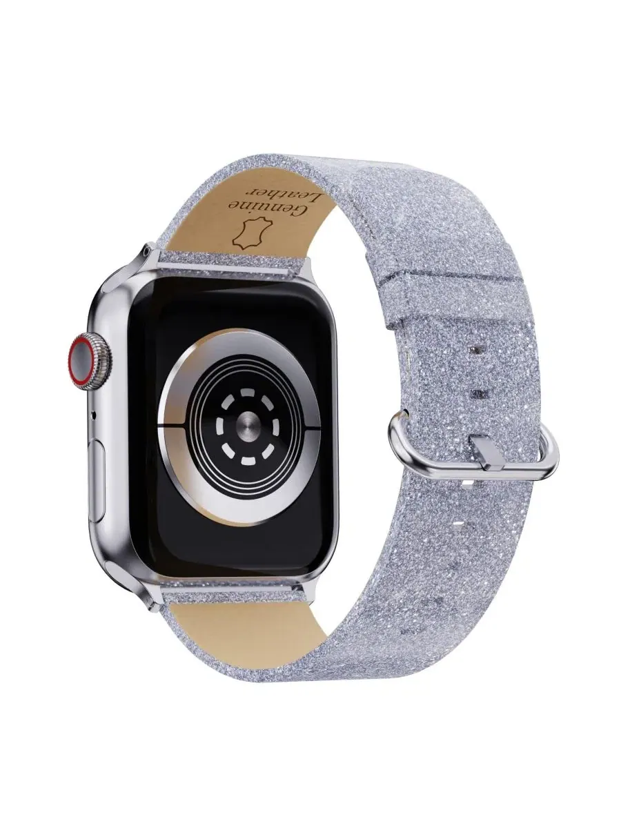 Комплект ремешков для Apple Watch с блестками, кожа Waloo — изображение 6 из 6, черный серебристый