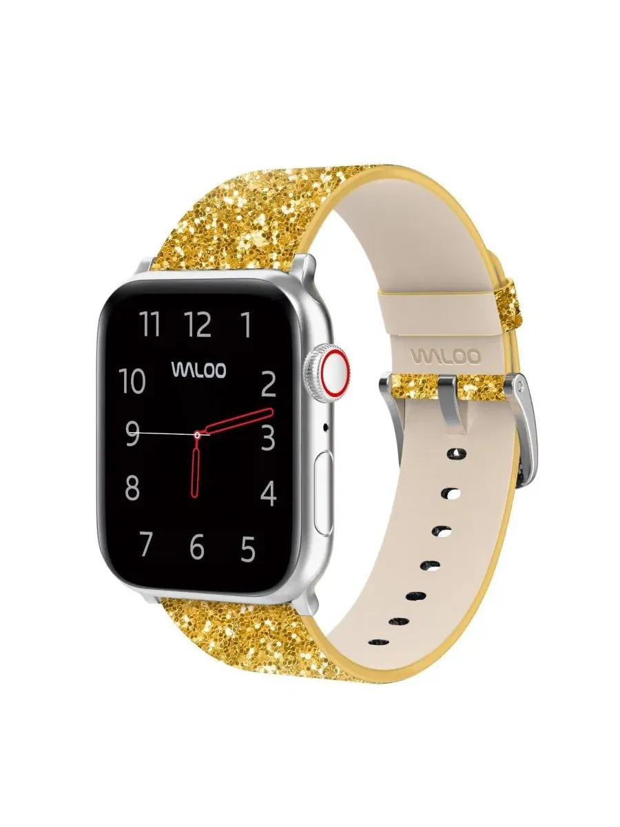 Ремешок для Apple Watch с блестками, 2 шт Waloo — изображение 3 из 6, золотистый серебристый