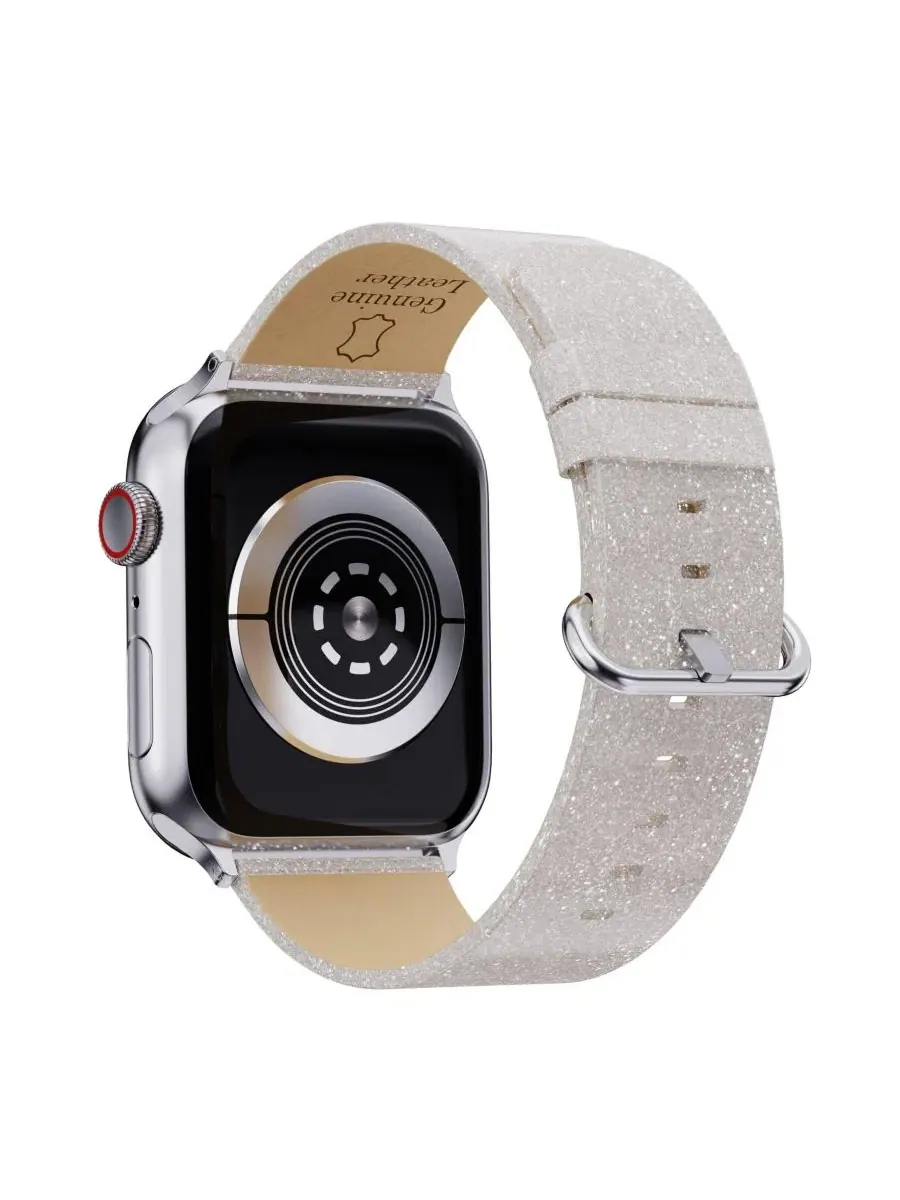 Комплект ремешков для Apple Watch Waloo Leather Bling & Brilliance — изображение 6 из 6, серебристый белый