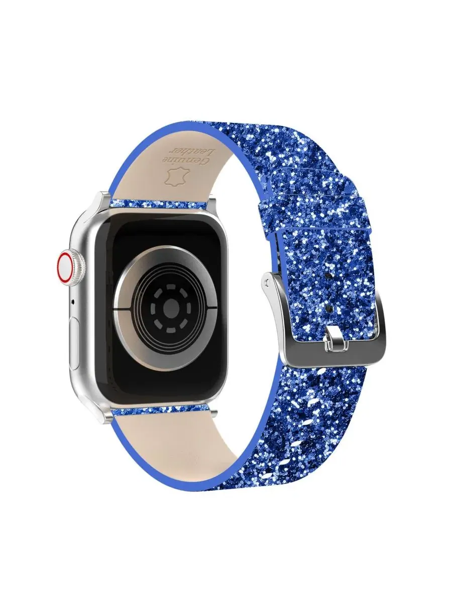 Комплект ремешков для Apple Watch, с блестками, Leather Bling & Shiny Brilliance Waloo — изображение 4 из 6, синий белый