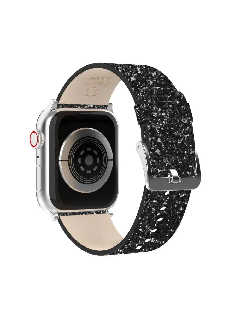 Комплект ремешков для Apple Watch Waloo Leather Bling & Shiny Brilliance — изображение 4 из 6, черный белый
