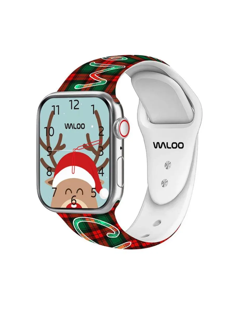 Ремешок для Apple Watch Christmas Inspired Silicone Band Waloo, Plaid Merry Christmas
