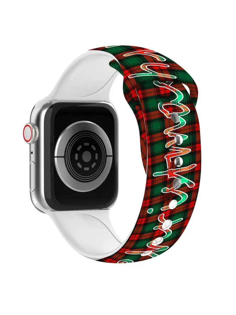 Ремешок для Apple Watch Christmas Inspired Silicone Band Waloo, Plaid Merry Christmas — изображение 2 из 3