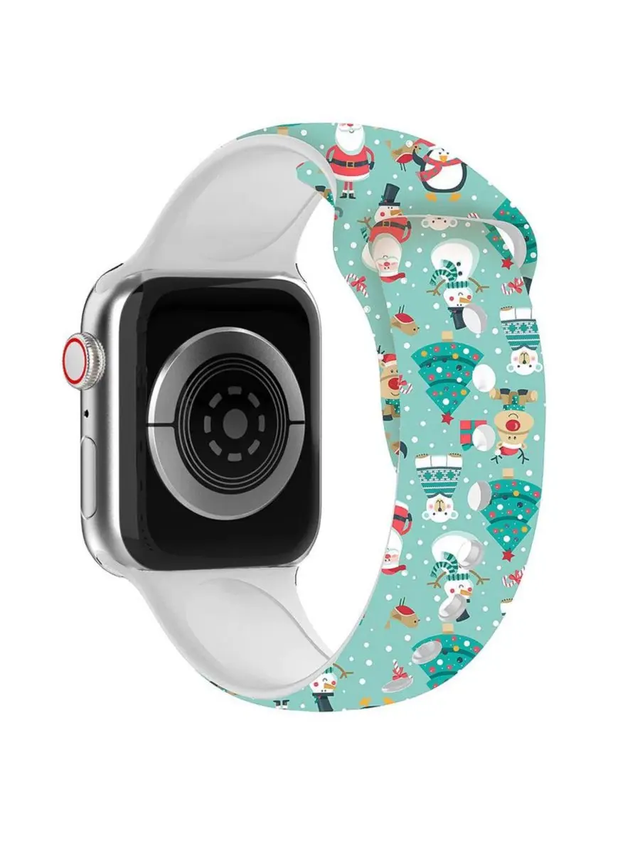 Ремешок для Apple Watch с рождественским принтом, Teal Snowman Waloo — изображение 2 из 3