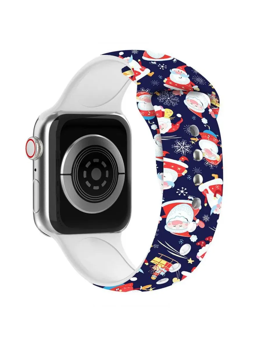 Ремешок для Apple Watch Waloo, с рождественским принтом — изображение 2 из 3, темно-синий