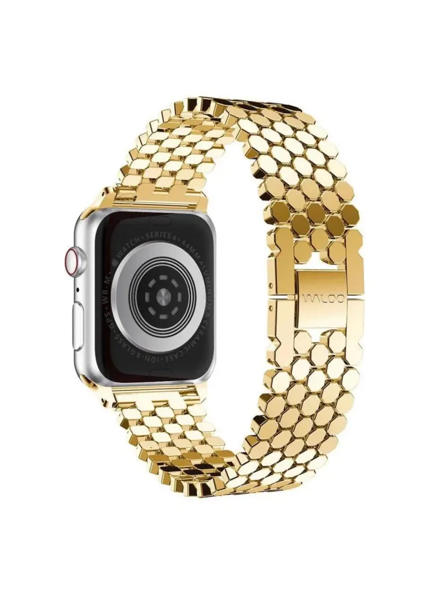 Замена ремешка для Apple Watch, модель Honeycomb Style, бренд Waloo — изображение 2 из 3, желтый золотистый