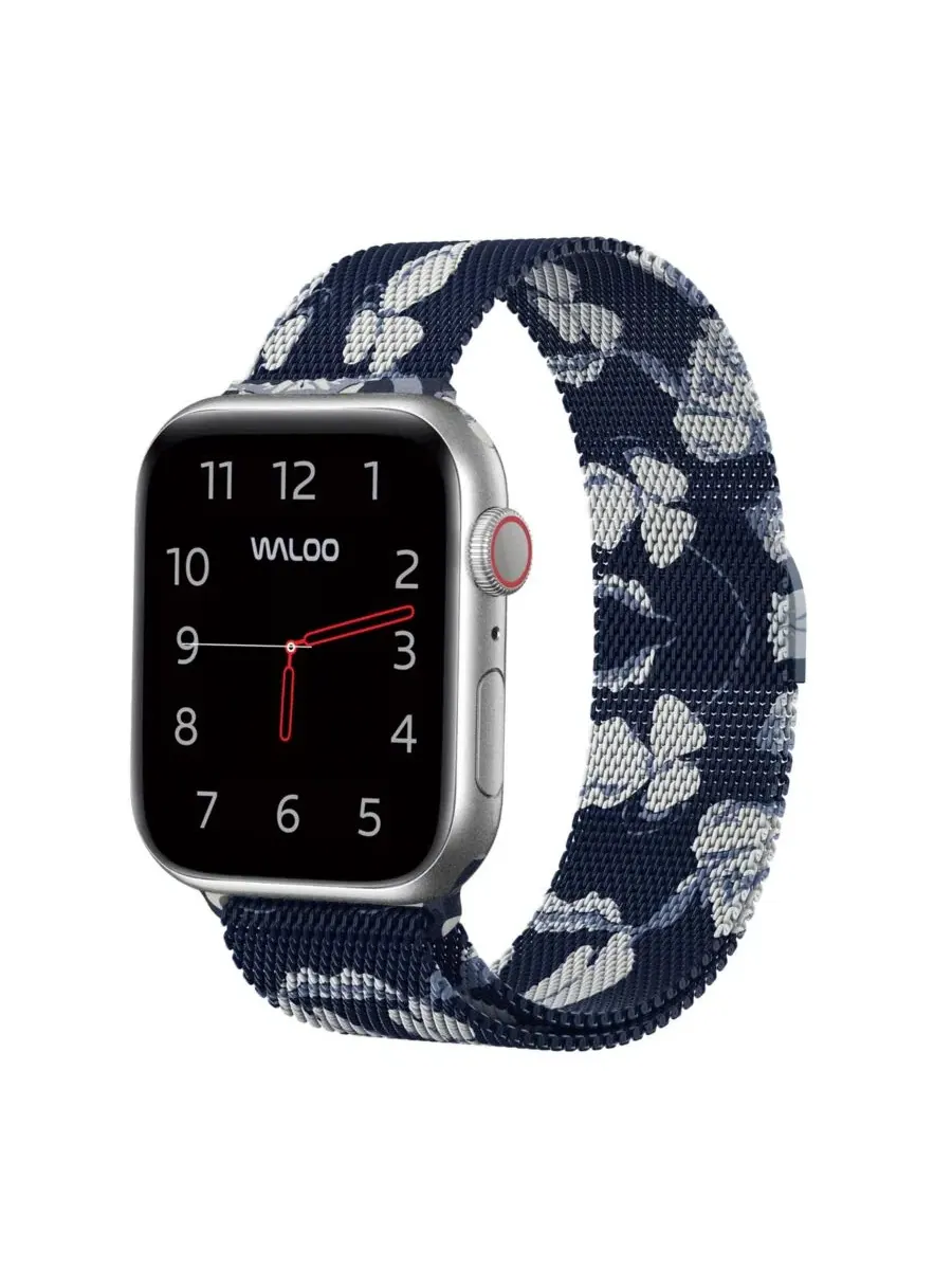 Ремешок для Apple Watch магнитный с цветочным принтом — изображение 1 из 3, темно-синий