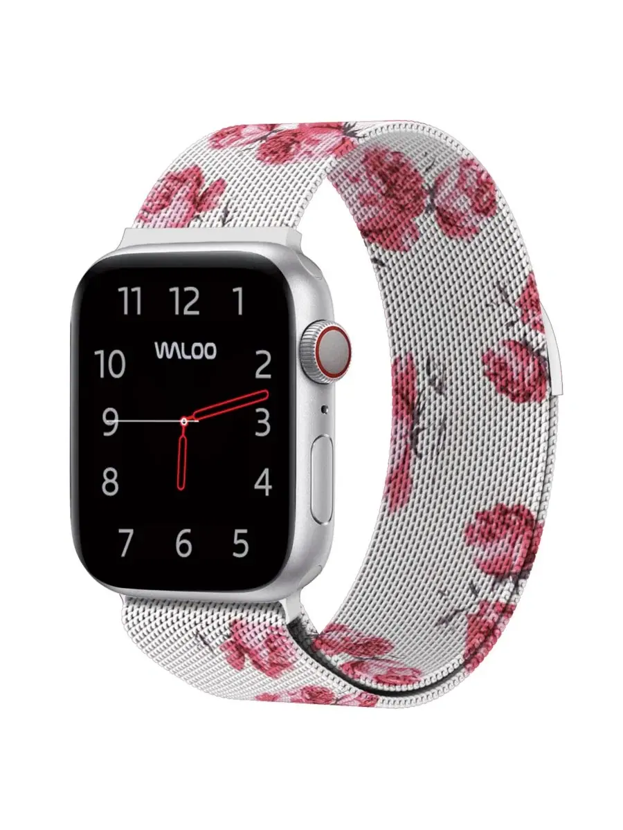 Магнитный ремешок Waloo Floral Magnetic Mesh Replacement Band for Apple Watch — розовый