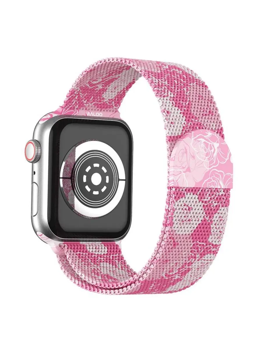 Магнитный ремешок Waloo Floral Magnetic Mesh Replacement Band for Apple Watch — изображение 2 из 3, розовый