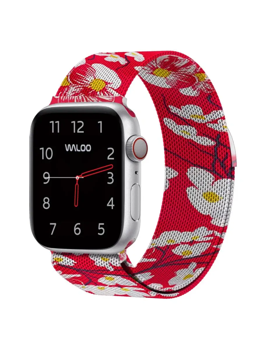 Ремешок для Apple Watch с магнитной застежкой, с цветочным принтом Waloo — изображение 1 из 4, красный