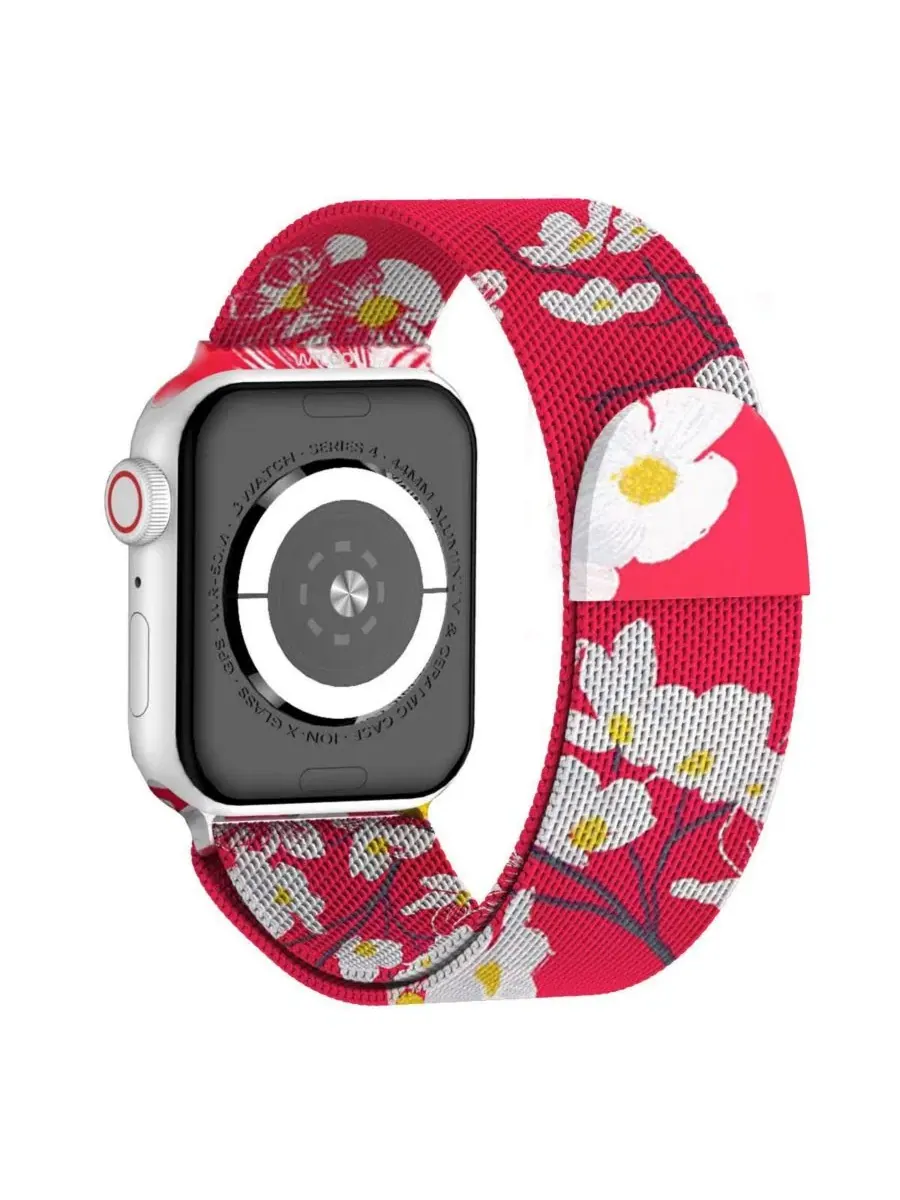 Ремешок для Apple Watch с магнитной застежкой, с цветочным принтом Waloo — изображение 2 из 4, красный