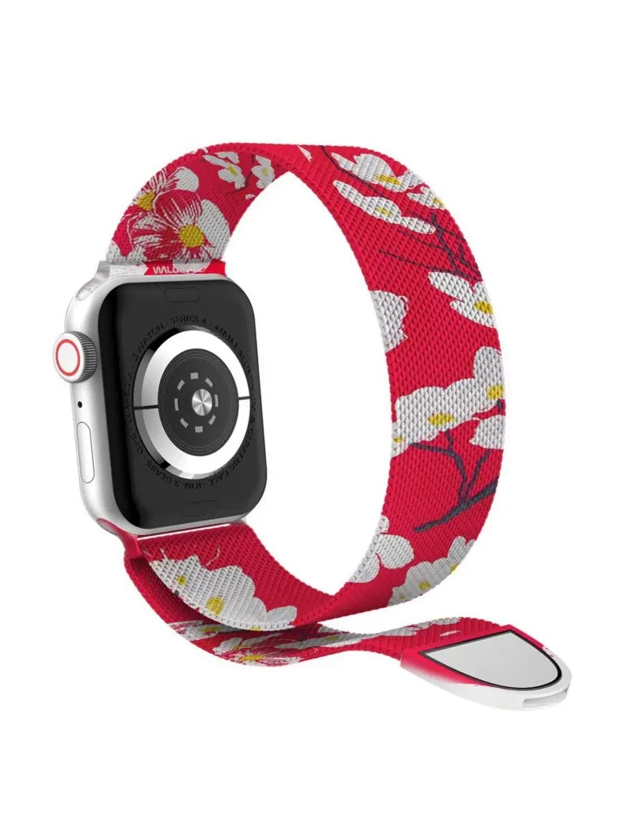 Ремешок для Apple Watch с магнитной застежкой, с цветочным принтом Waloo — изображение 3 из 4, красный