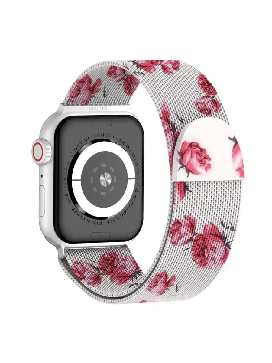 Ремешок для Apple Watch с магнитной застежкой, с цветочным принтом — изображение 2 из 4, белый