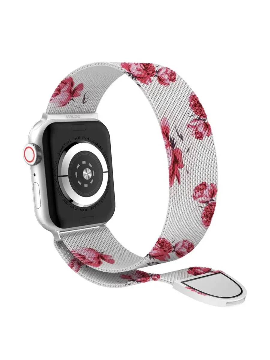 Ремешок для Apple Watch с магнитной застежкой, с цветочным принтом — изображение 4 из 4, белый