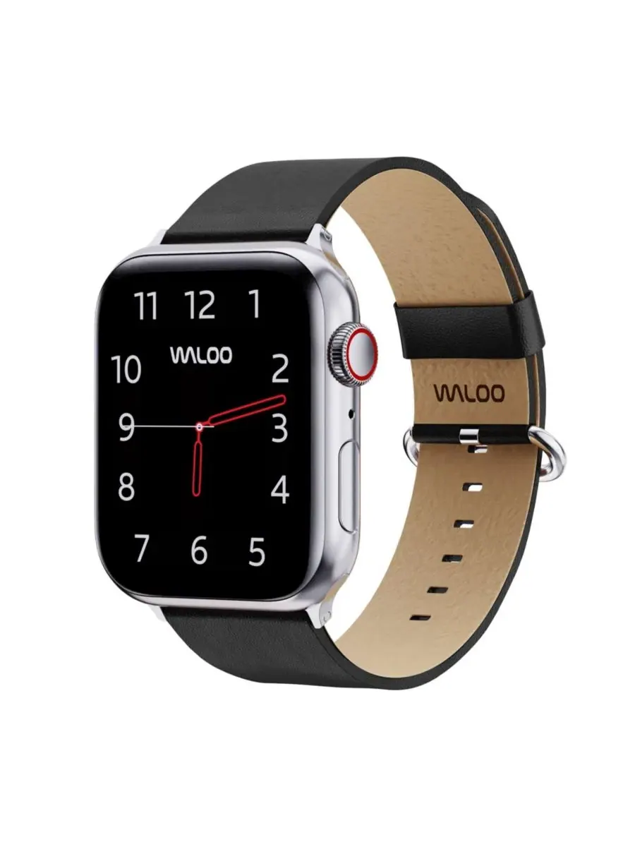 Ремешок для Apple Watch Leather Grain Band Waloo — черный
