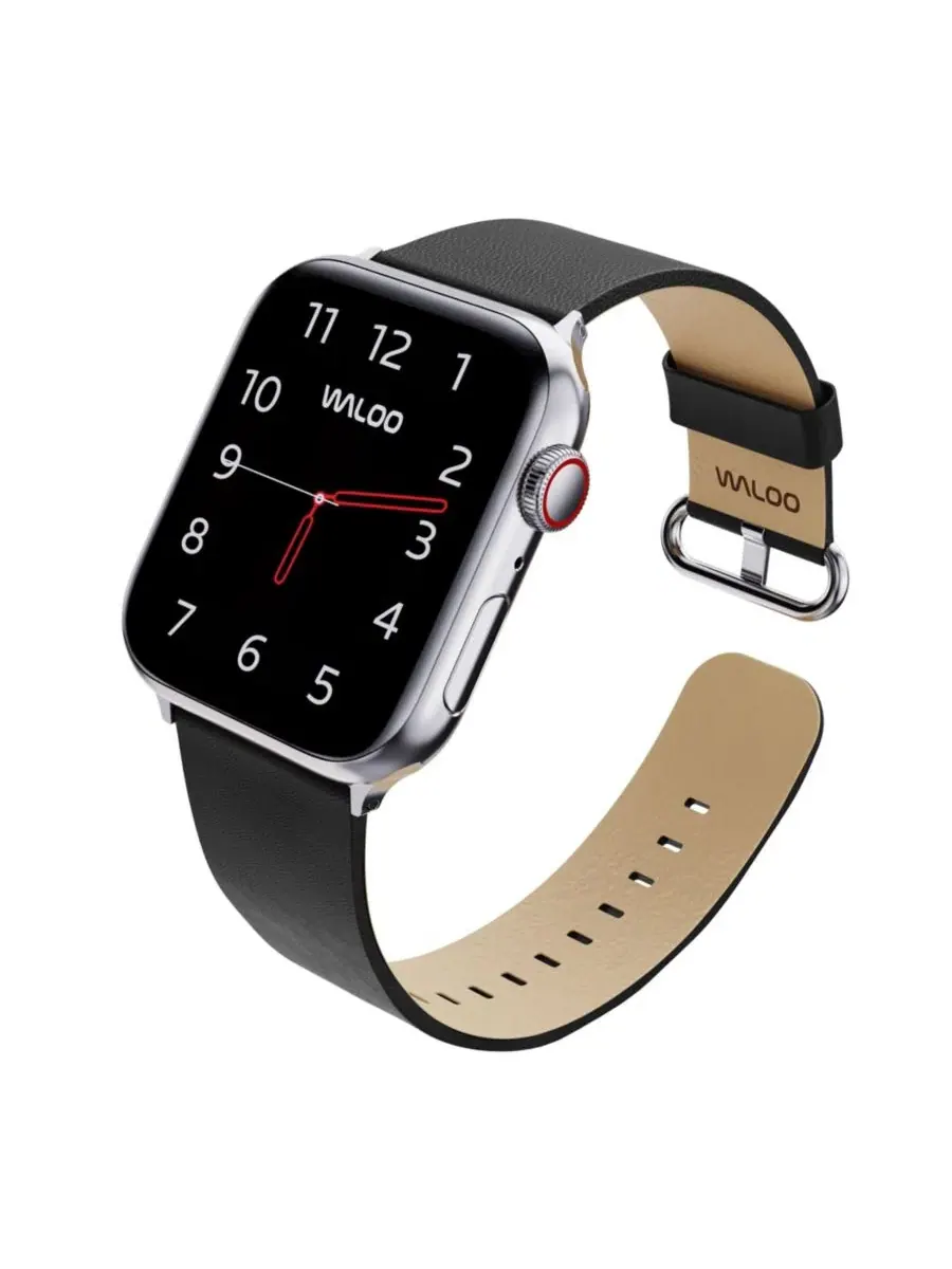 Ремешок для Apple Watch Leather Grain Band Waloo — изображение 3 из 5, черный