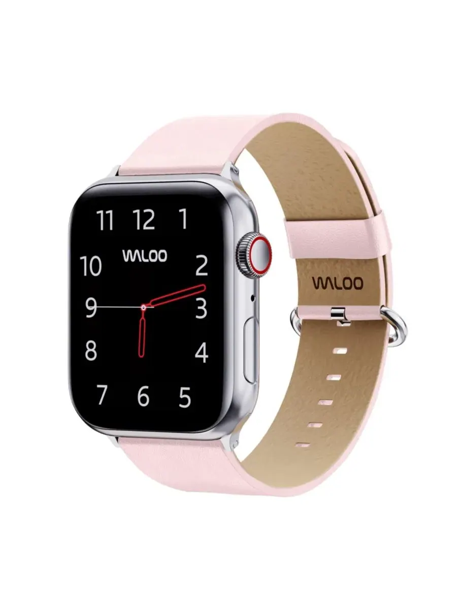 Ремешок для Apple Watch из натуральной кожи, с пряжкой Waloo — изображение 1 из 5, розовый