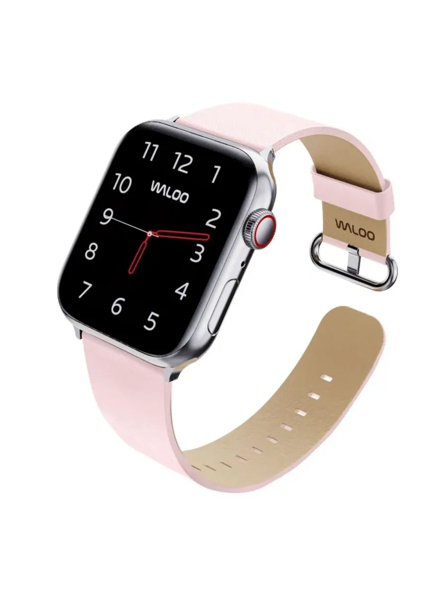 Ремешок для Apple Watch из натуральной кожи, с пряжкой Waloo — изображение 3 из 5, розовый