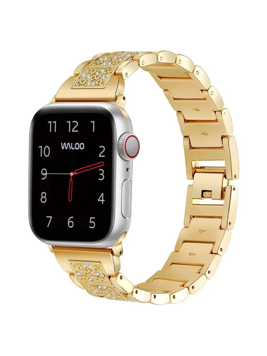 Ремешок для Apple Watch с узором из страз Rhinestone Pattern Waloo — изображение 1 из 3, желтый золотистый