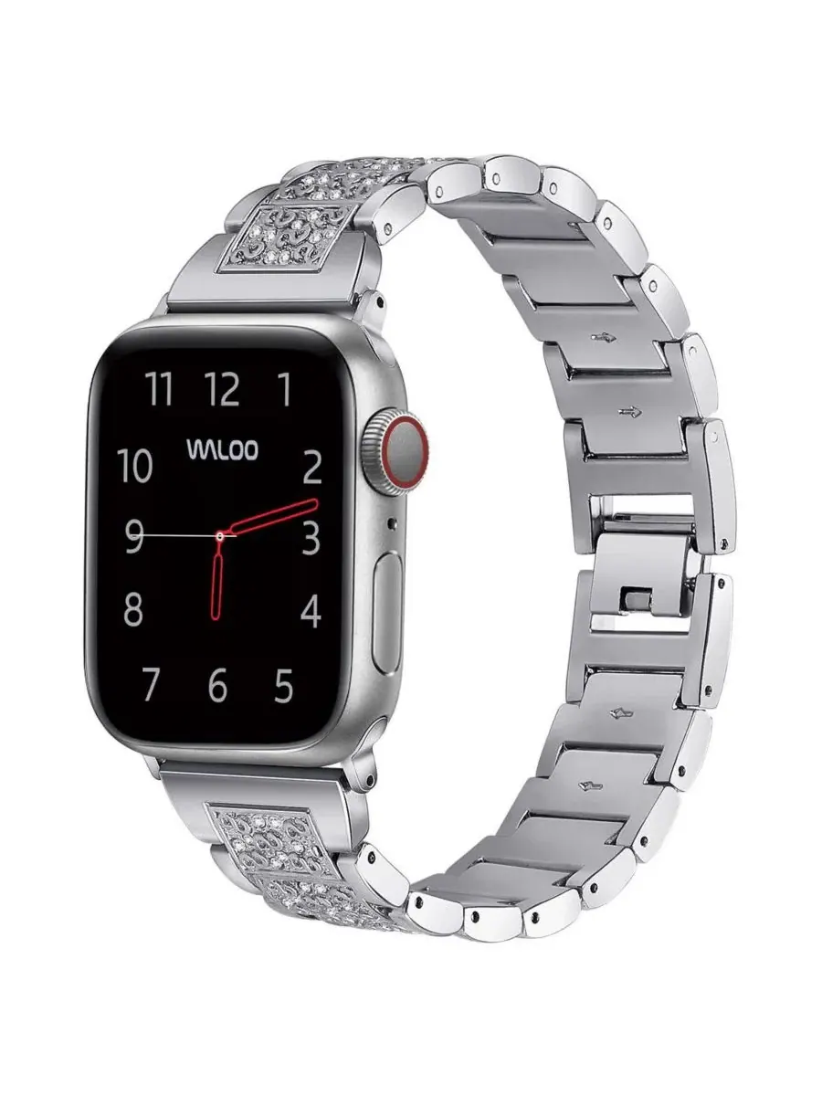 Ремешок для Apple Watch с узором из стразов Rhinestone Pattern Waloo — изображение 1 из 3, серебряный