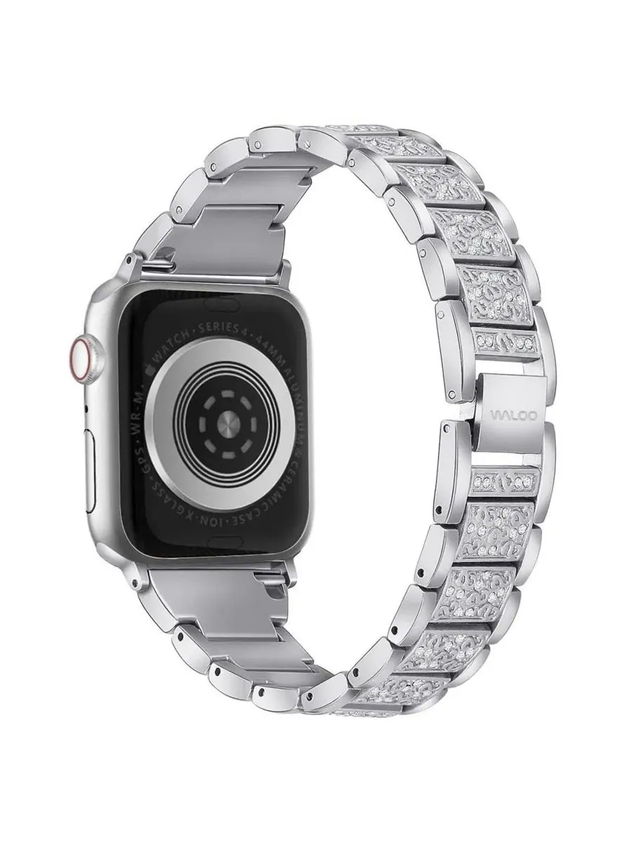 Ремешок для Apple Watch с узором из стразов Rhinestone Pattern Waloo — изображение 2 из 3, серебряный