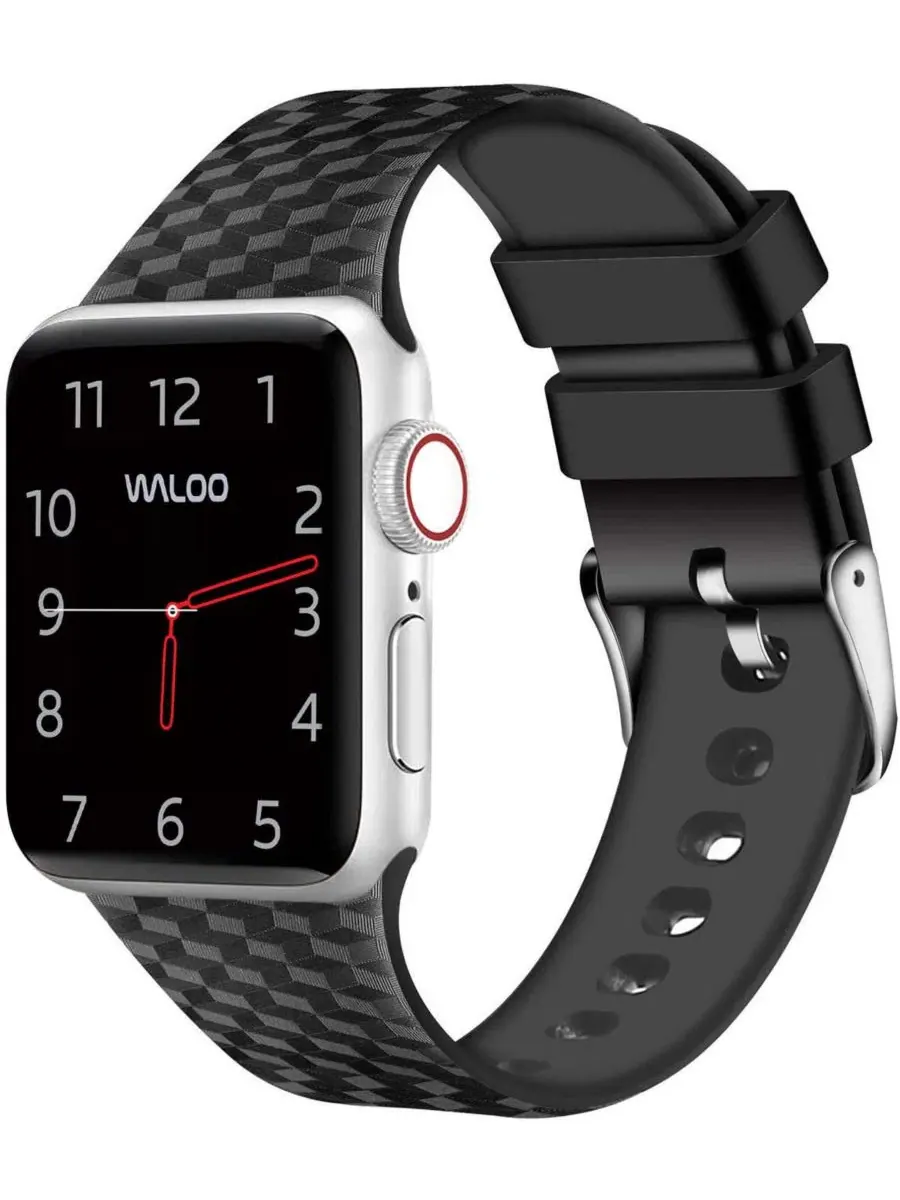 Ремешок из силикона с карбоновым рисунком для Apple Watch Waloo