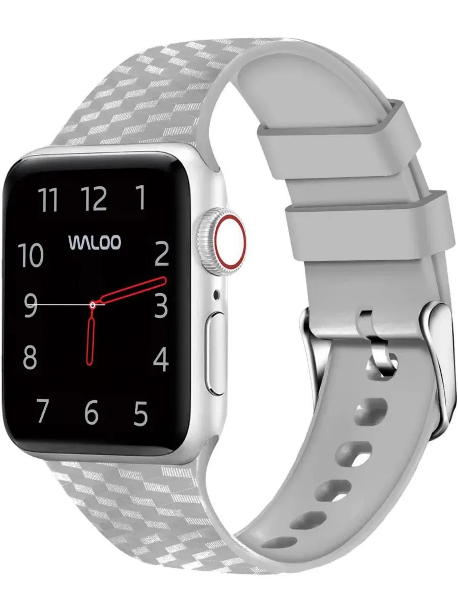 Силиконовый ремешок с карбоновым рисунком для Apple Watch Waloo