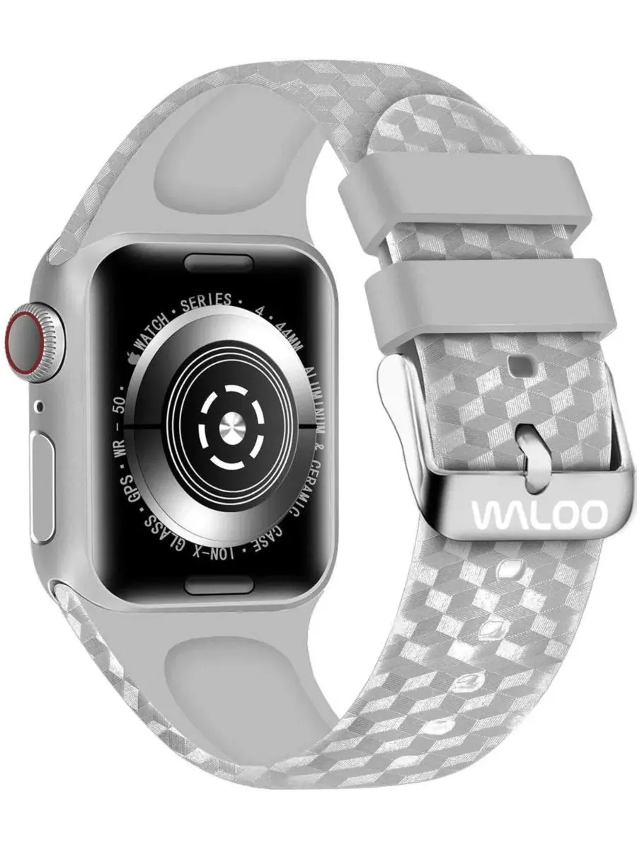Силиконовый ремешок с карбоновым рисунком для Apple Watch Waloo — изображение 2 из 3, серый