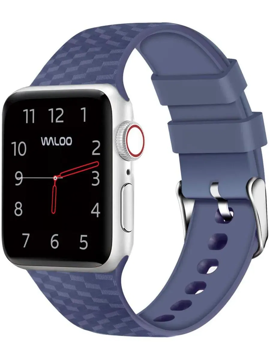 Сменный ремешок для Apple Watch Waloo Carbon Fiber Silicone