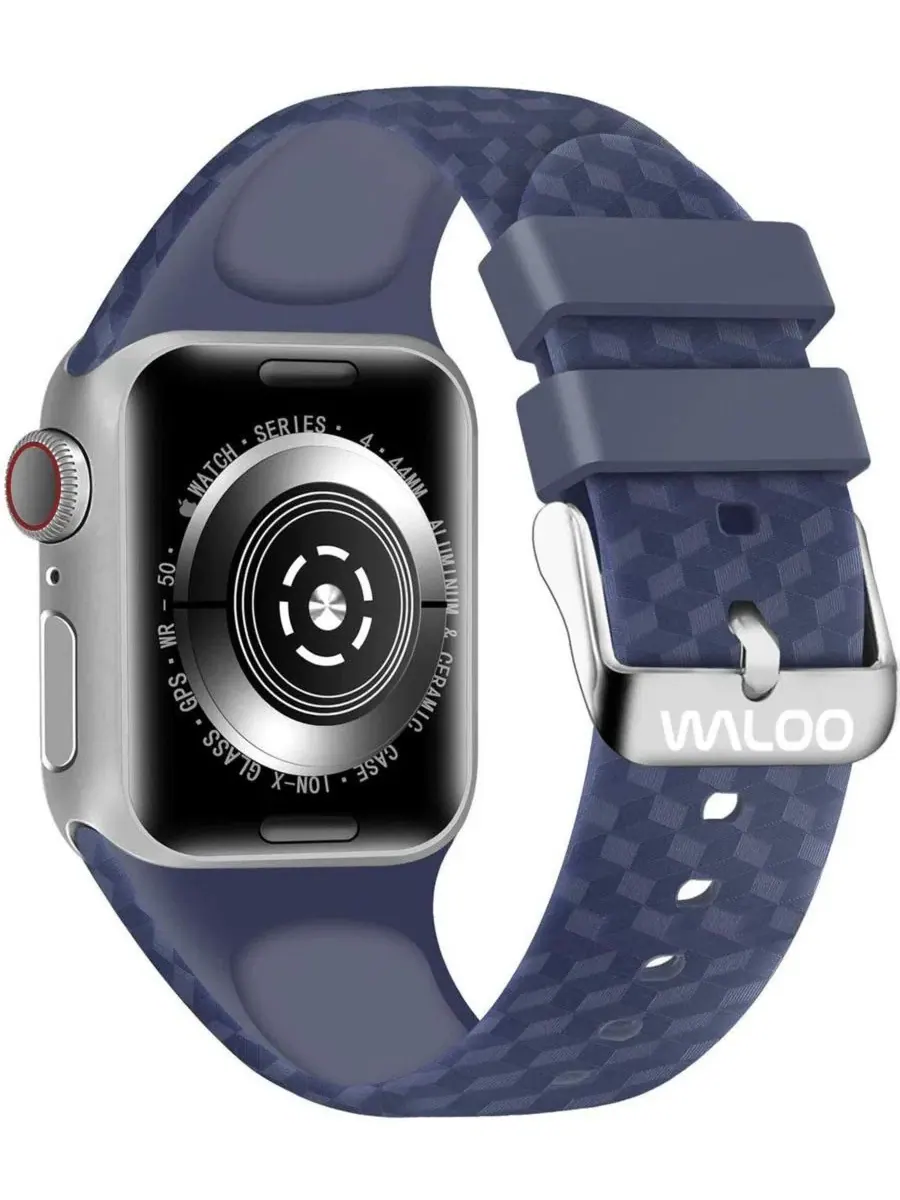 Сменный ремешок для Apple Watch Waloo Carbon Fiber Silicone — изображение 2 из 3, темно-синий