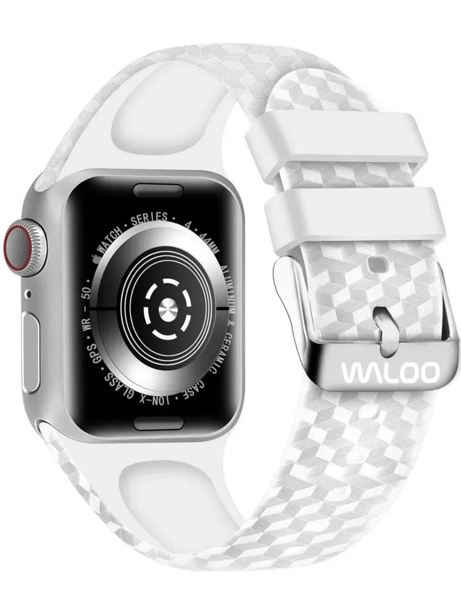 Ремешок для Apple Watch из силикона с карбоновым рисунком Waloo — изображение 2 из 3, белый