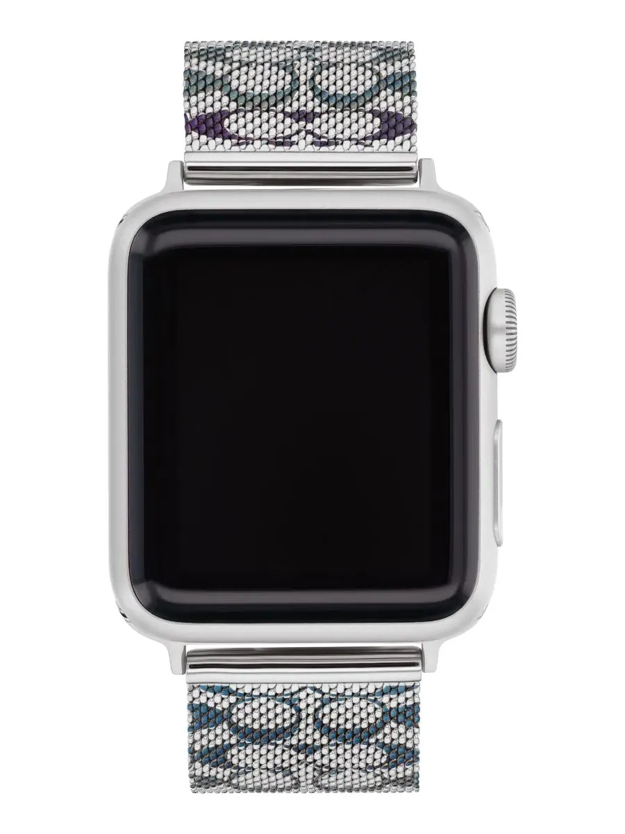 Ремешок для Apple Watch из нержавеющей стали с сеткой и сине-фиолетовым узором Coach, 38/40/41 мм