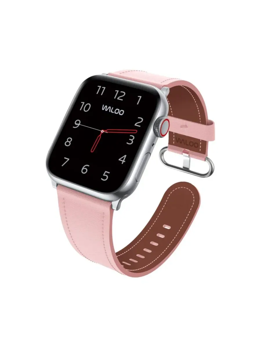 Ремешок для Apple Watch из натуральной кожи, с пряжкой Waloo — изображение 2 из 5, розовый