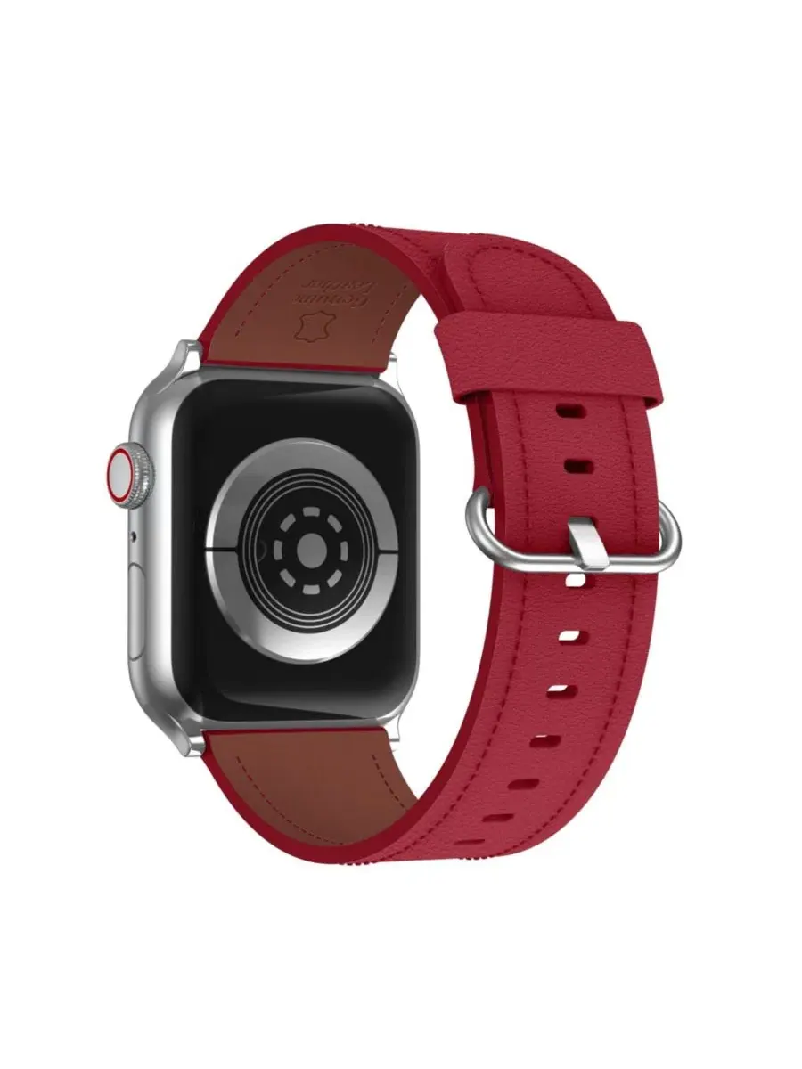 Ремешок из натуральной кожи Classic Leather Band для Apple Watch Waloo — изображение 2 из 5, красный