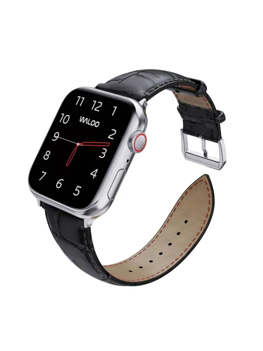 Ремешок для Apple Watch из кожи с крокодиловой текстурой Waloo — изображение 3 из 5, черный