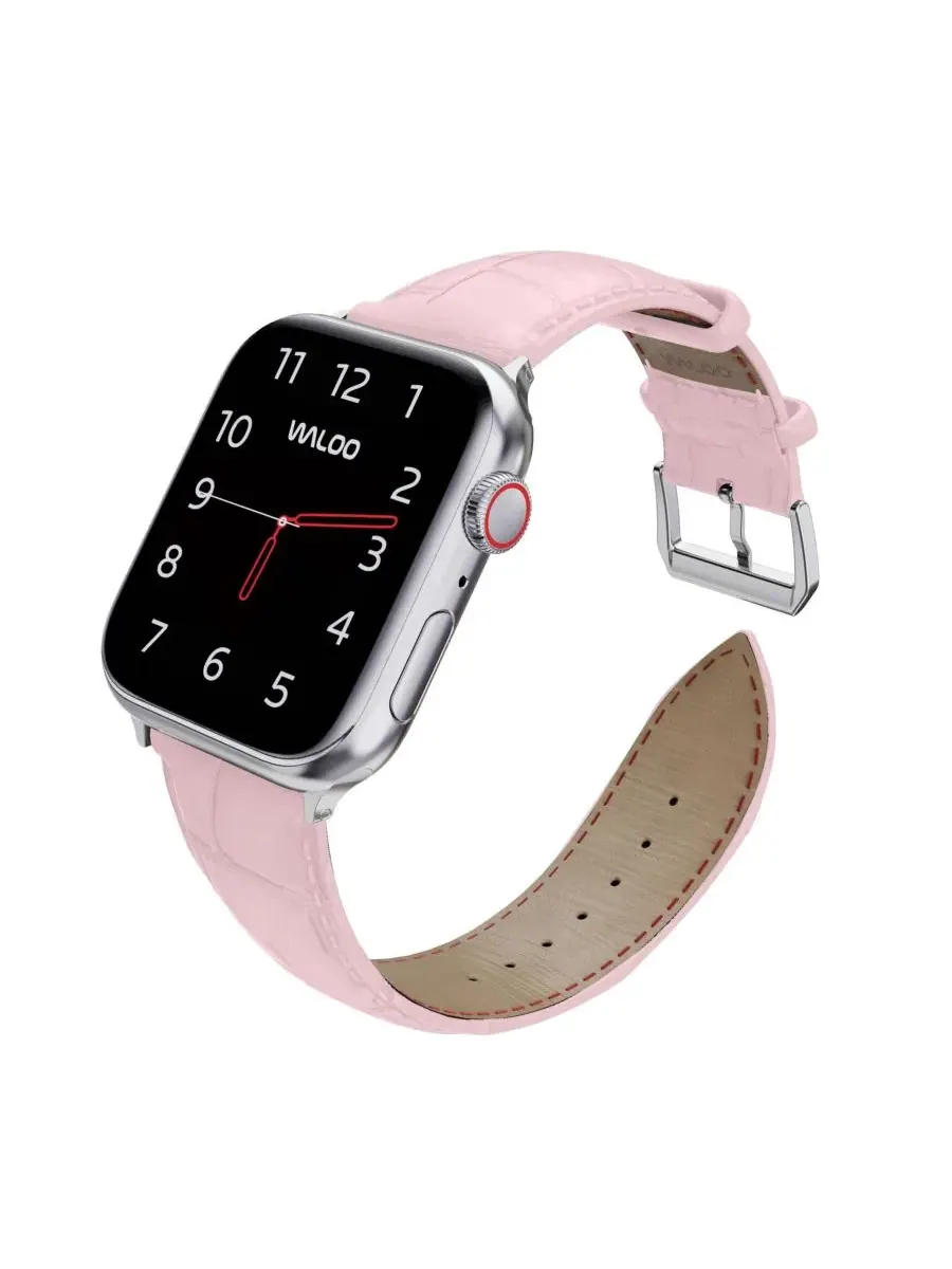 Ремешок для Apple Watch из кожи с тиснением под крокодила Waloo — изображение 3 из 5, розовый