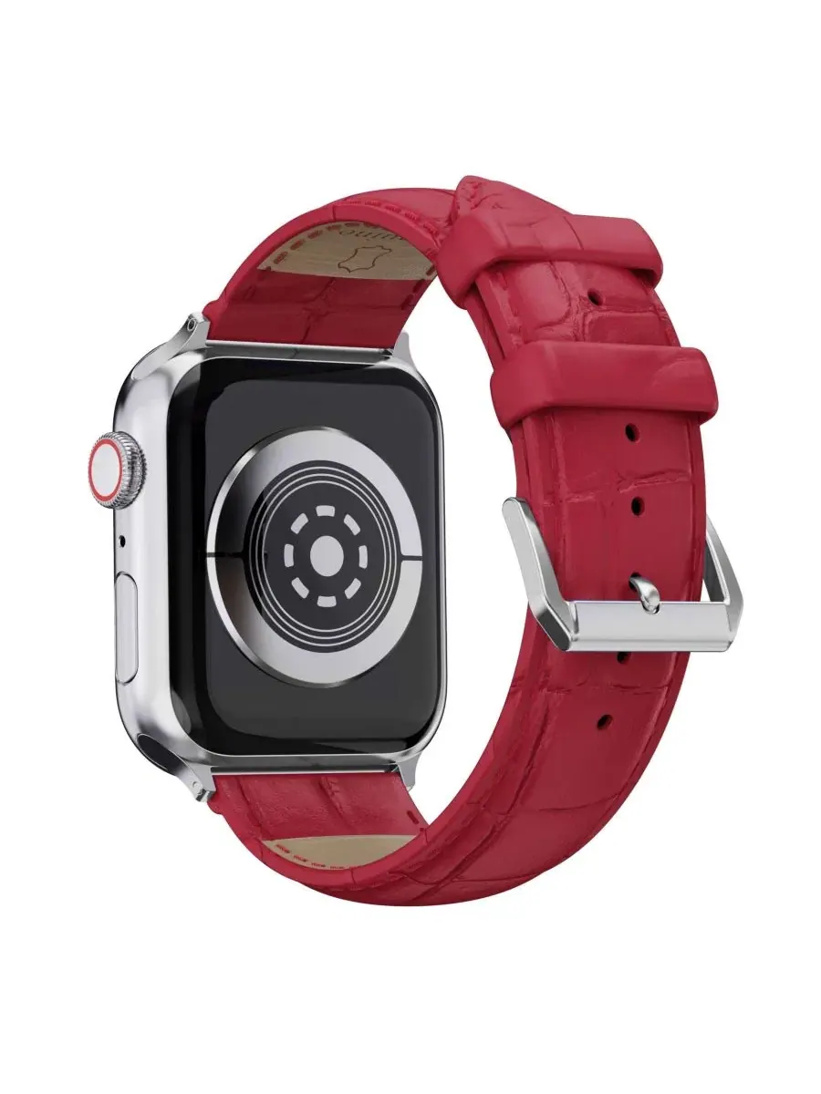 Ремешок из натуральной кожи с крокодиловой текстурой для Apple Watch Waloo — изображение 4 из 5, красный