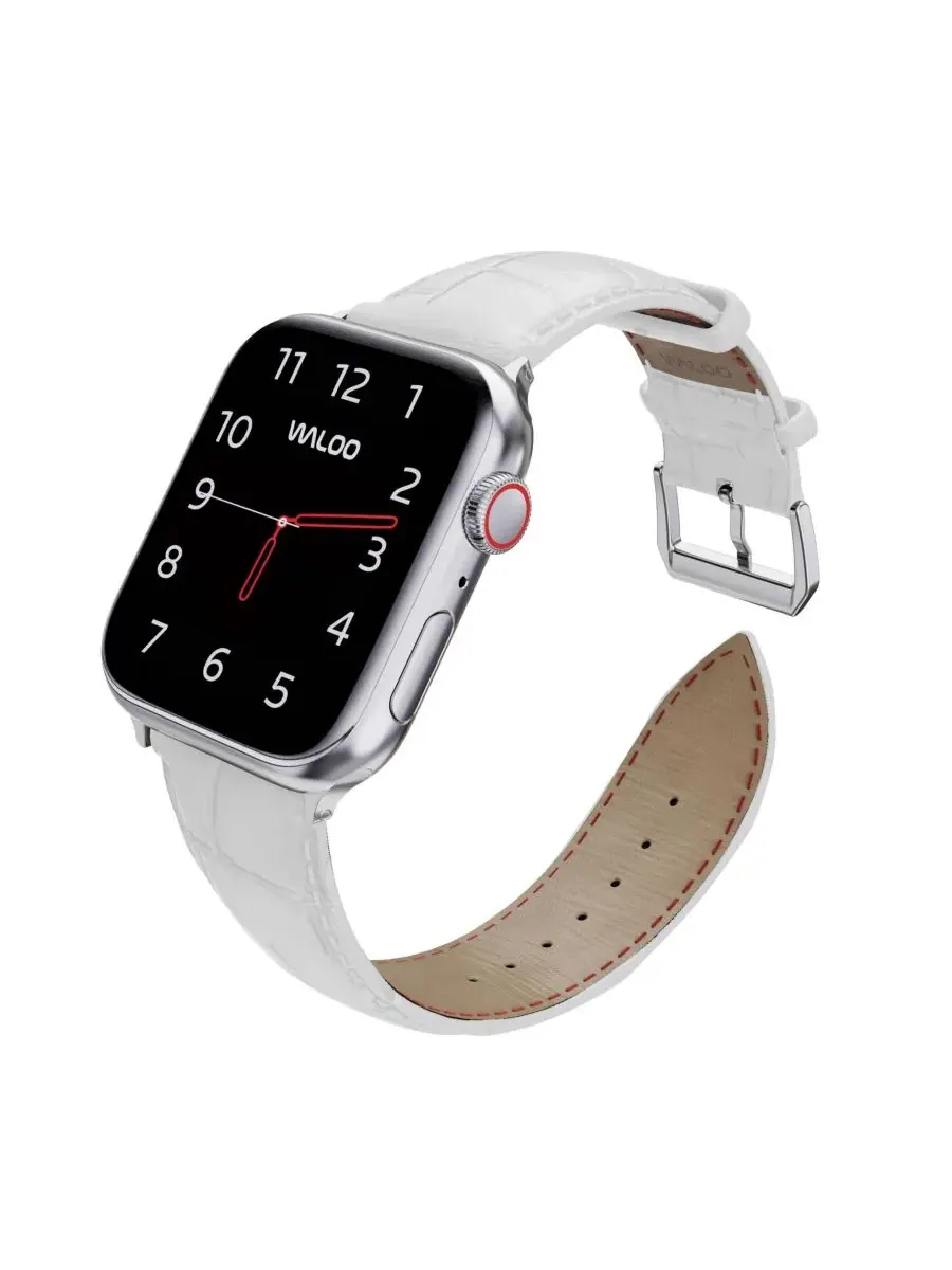 Ремешок из натуральной кожи с крокодиловой текстурой для Apple Watch Waloo — изображение 2 из 5, белый