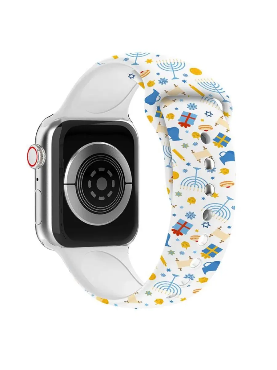 Ремешок для Apple Watch с ханукальным принтом, силиконовый Waloo — изображение 2 из 4, белый