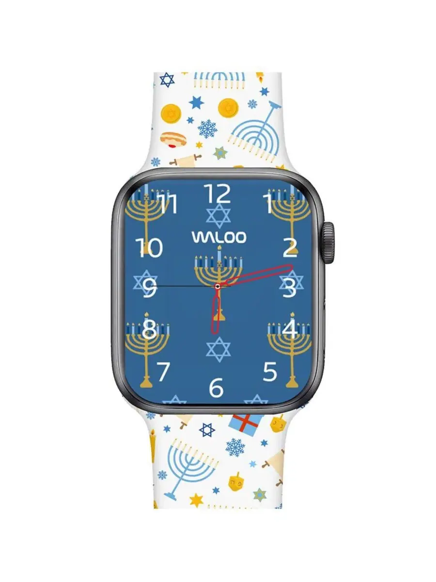Ремешок для Apple Watch с ханукальным принтом, силиконовый Waloo — изображение 4 из 4, белый