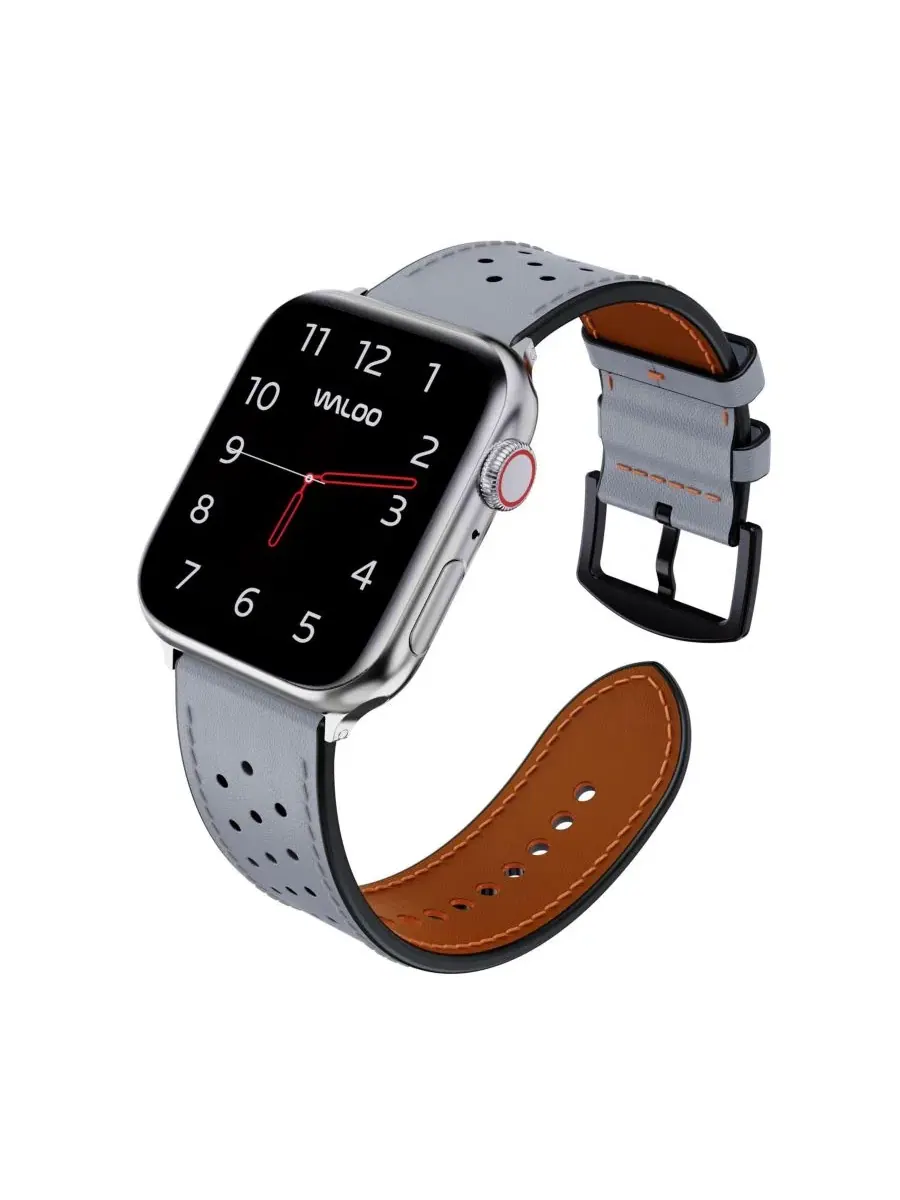 Ремешок для Apple Watch Waloo Breathable Leather Band — изображение 5 из 5, серый