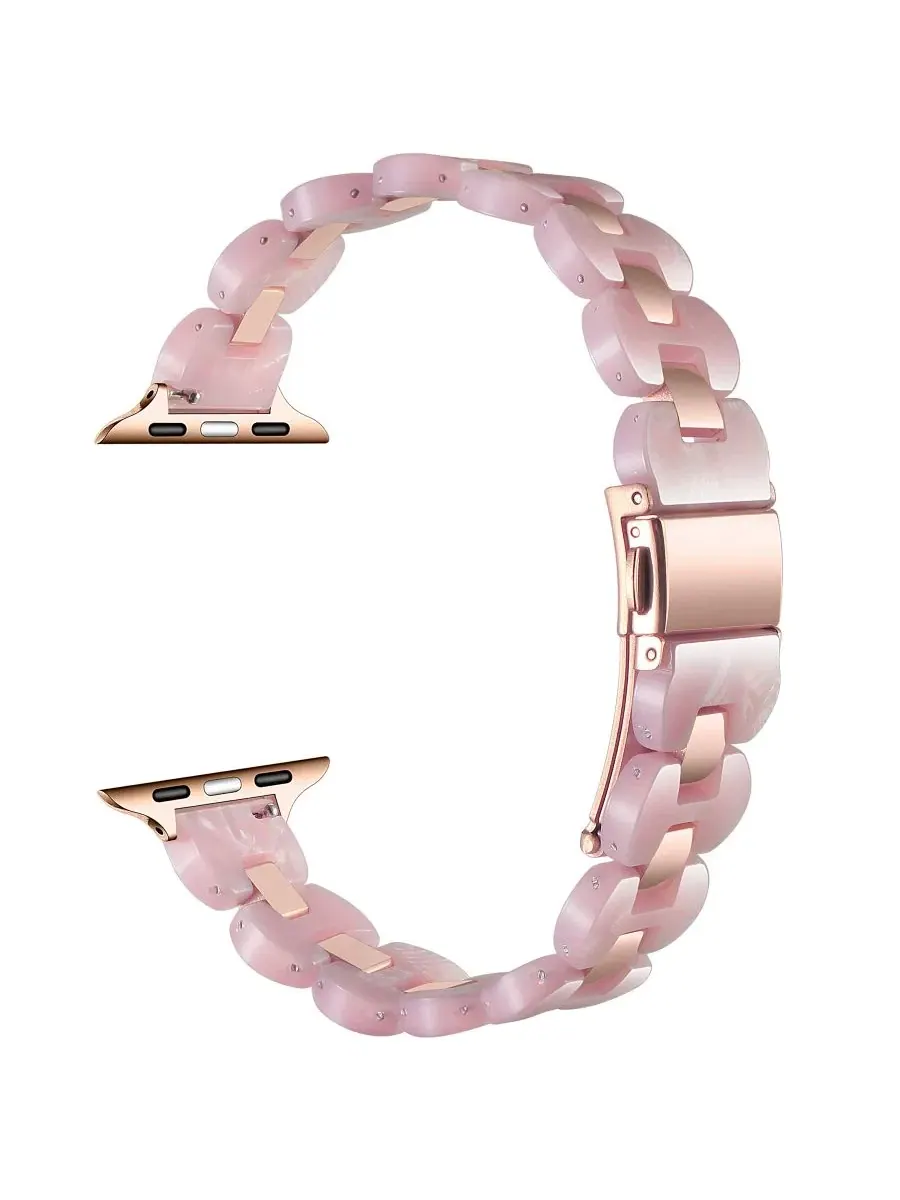 Браслет для Apple Watch Aria Scalloped Resin Stainless Steel Band Posh Tech — изображение 3 из 3, розовый золотистый