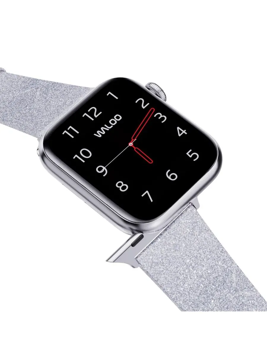 Ремешок для Apple Watch с блестками, кожаный Waloo — изображение 4 из 5, серебряный