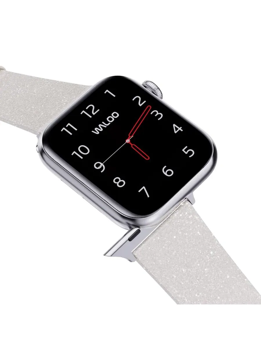 Ремешок для Apple Watch с блестками, кожаный Waloo — изображение 4 из 5, белый