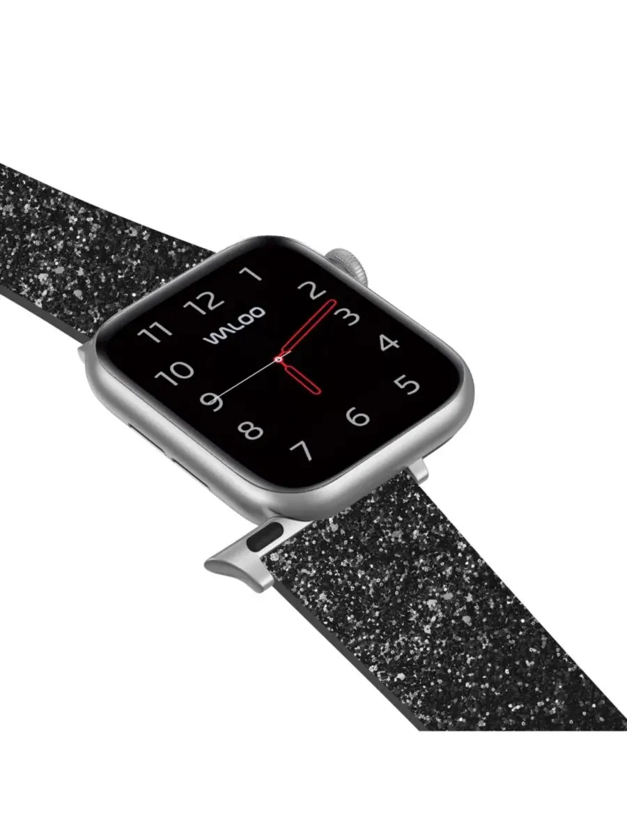 Ремешок для Apple Watch с блестками, кожаный Waloo — изображение 3 из 5, черный