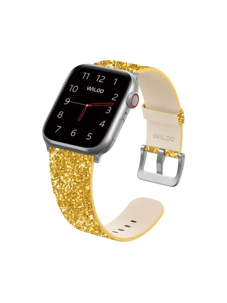 Ремешок для Apple Watch Leather Bling с блестками, из натуральной кожи Waloo — изображение 4 из 5, золото