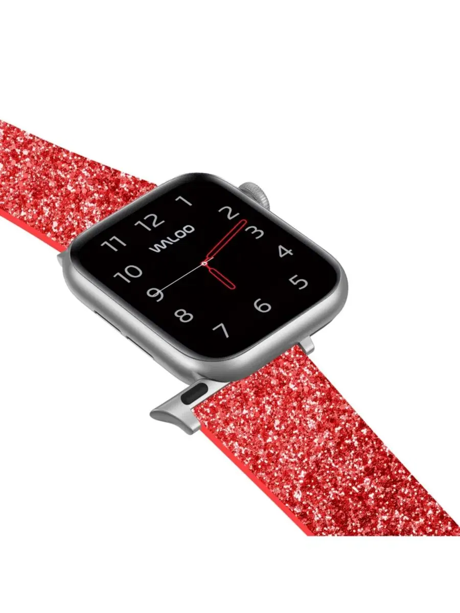 Ремешок для Apple Watch с блестками, кожаный Waloo — изображение 5 из 5, красный