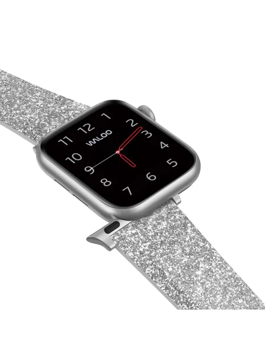 Ремешок для Apple Watch с блестками Leather Bling Waloo — изображение 5 из 5, серебряный